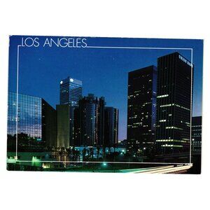 Vintage Los Angeles Postcard Sparkling At Dusk By James Blank Skyline Night